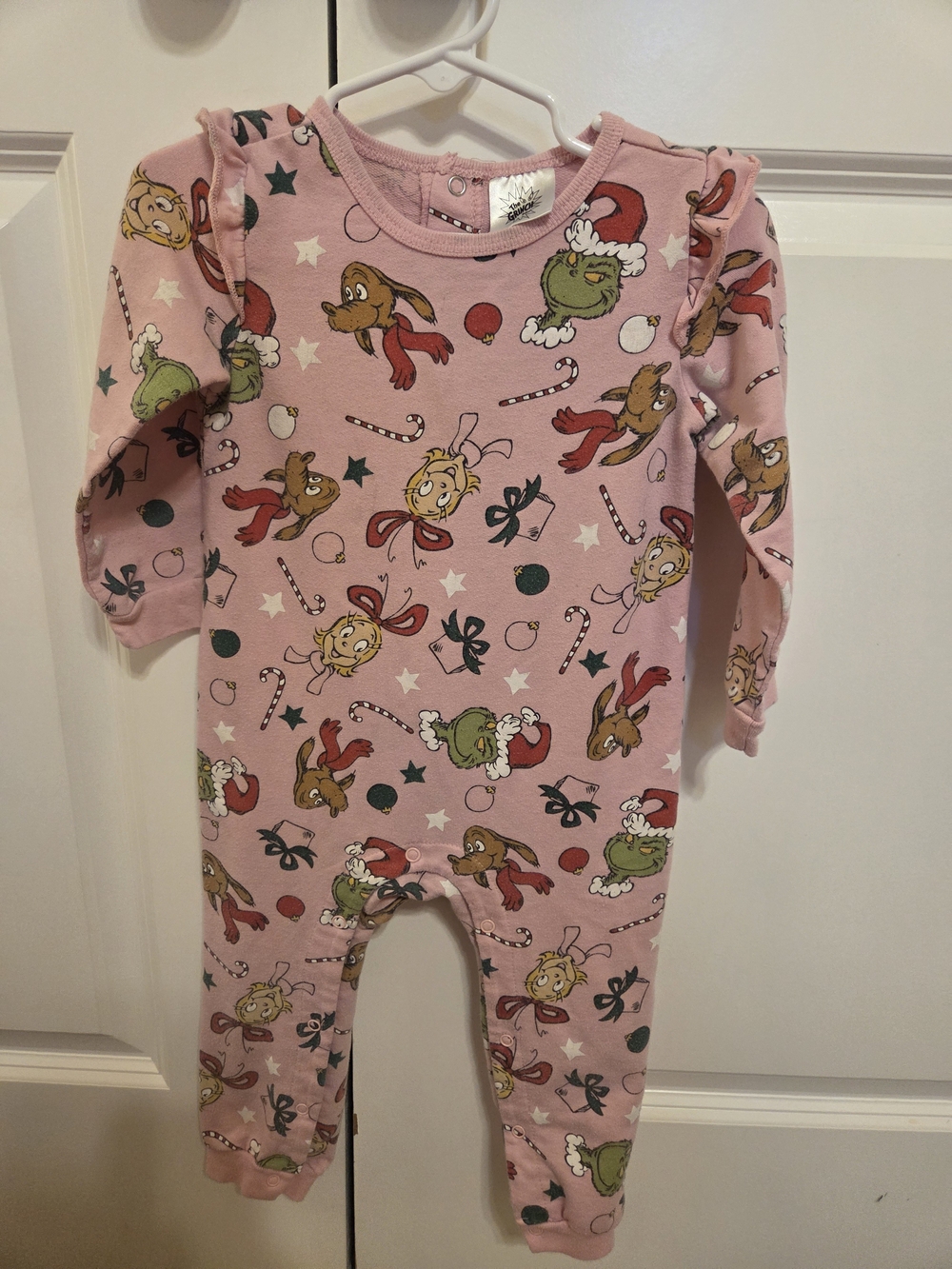 Pink Dr. Seuss The Grinch Holiday One-Piece for Kids Size 24M